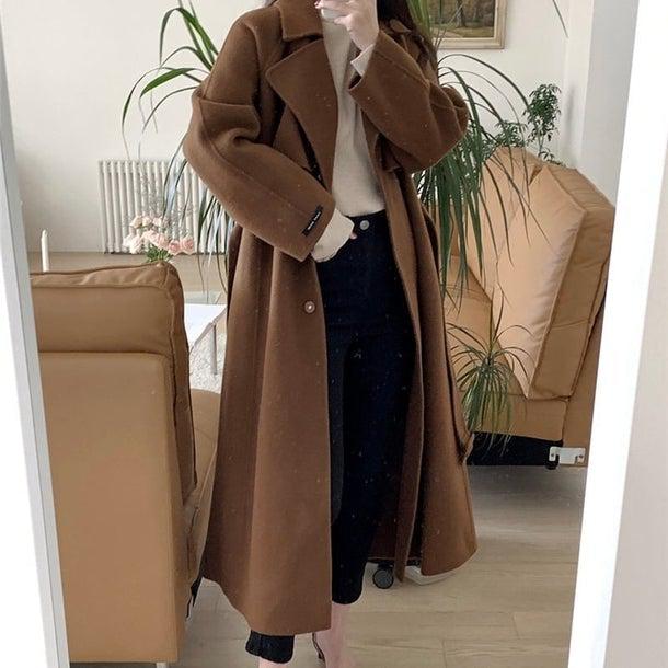 ラペルレディロングコート 4932-brown_お取り寄せ49322-画像8-韓国ファッション通販POPREA［ポップリア］
