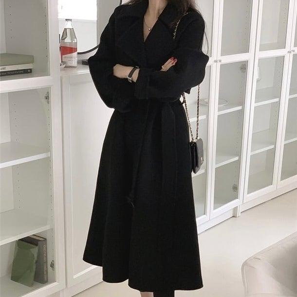 ラペルレディロングコート 4932-black_お取り寄せ49323-画像15-韓国ファッション通販POPREA［ポップリア］