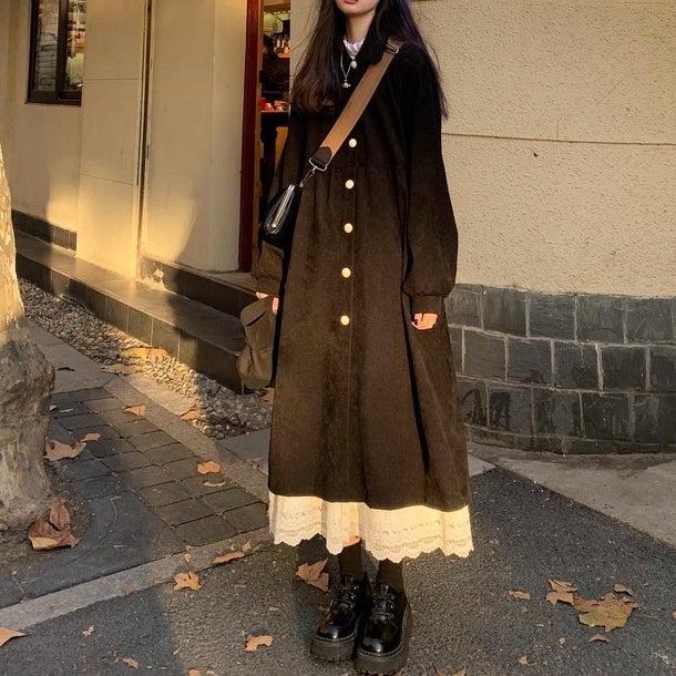 フレンチブラックコート＆ホワイトスカート 4935-お取り寄せ4935-画像10-韓国ファッション通販POPREA［ポップリア］