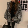 千鳥格子ジッパーミドルコート 4945-お取り寄せ4945-画像1-韓国ファッション通販POPREA［ポップリア］