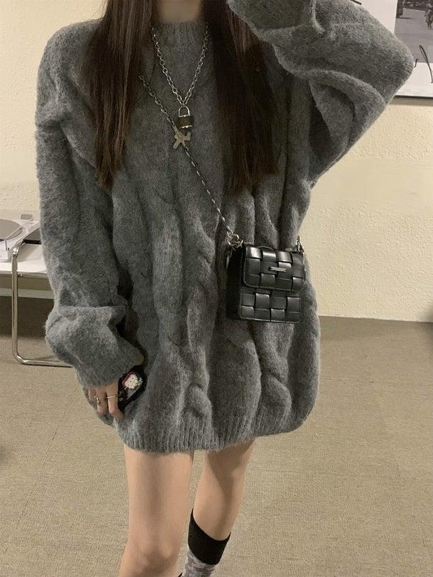 ミドル丈ケーブルニット 4947-お取り寄せ4947-画像5-韓国ファッション通販POPREA［ポップリア］