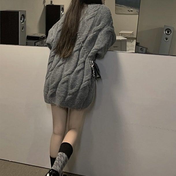 ミドル丈ケーブルニット 4947-お取り寄せ4947-画像6-韓国ファッション通販POPREA［ポップリア］