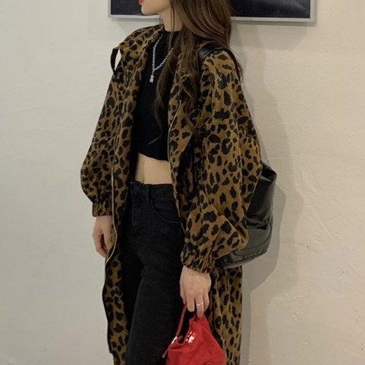 豹柄ロングストレートコート 4948-お取り寄せ4948-画像6-韓国ファッション通販POPREA［ポップリア］