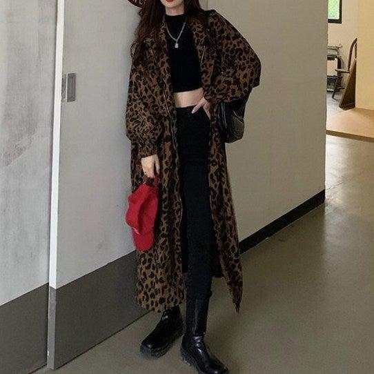 豹柄ロングストレートコート 4948-お取り寄せ4948-画像7-韓国ファッション通販POPREA［ポップリア］