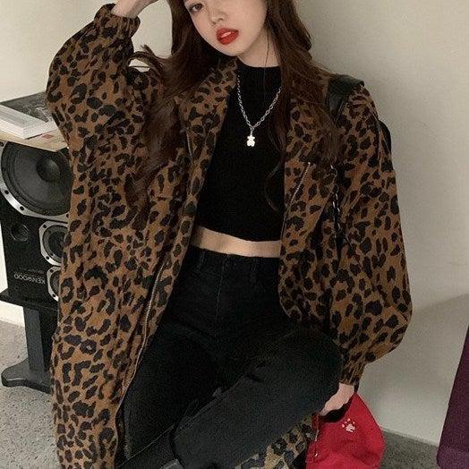 豹柄ロングストレートコート 4948-お取り寄せ4948-画像8-韓国ファッション通販POPREA［ポップリア］