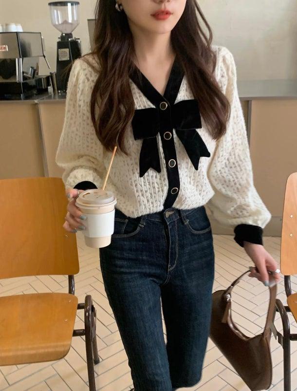 リボンタイフェミニンブラウス 4954-ivory_お取り寄せ4954-画像8-韓国ファッション通販POPREA［ポップリア］