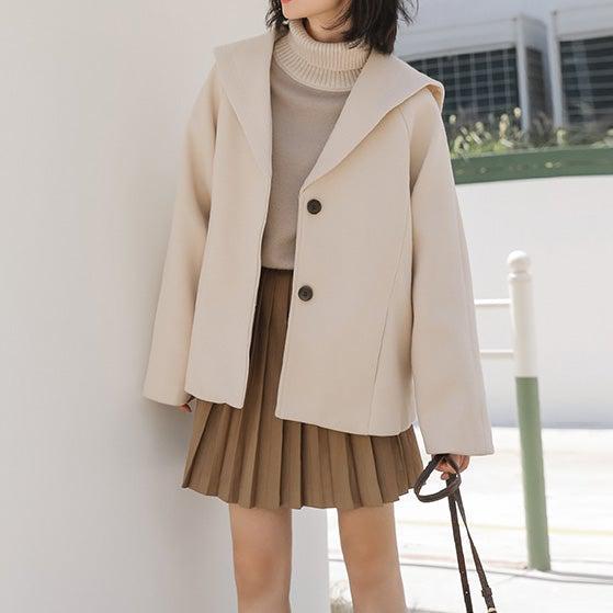 セーラーカラーショートコート 4955-ivory_お取り寄せ4955-画像2-韓国ファッション通販POPREA［ポップリア］