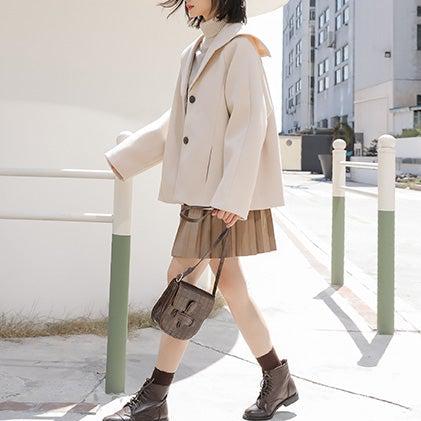 セーラーカラーショートコート 4955-ivory_お取り寄せ4955-画像9-韓国ファッション通販POPREA［ポップリア］