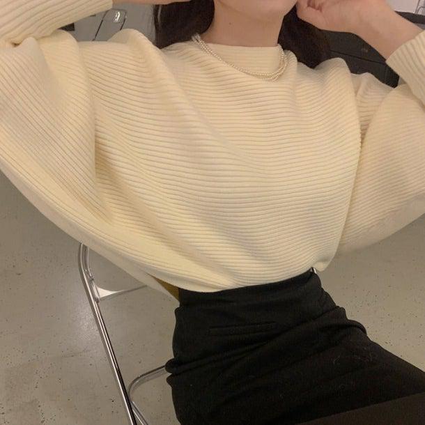 ランタンスリーブリブニット 4966-お取り寄せ4966-画像3-韓国ファッション通販POPREA［ポップリア］