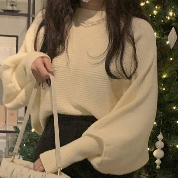 ランタンスリーブリブニット 4966-お取り寄せ4966-画像4-韓国ファッション通販POPREA［ポップリア］