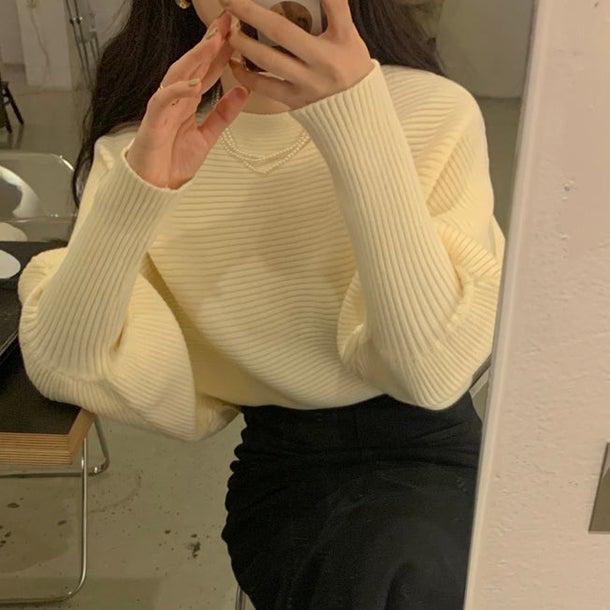 ランタンスリーブリブニット 4966-お取り寄せ4966-画像5-韓国ファッション通販POPREA［ポップリア］