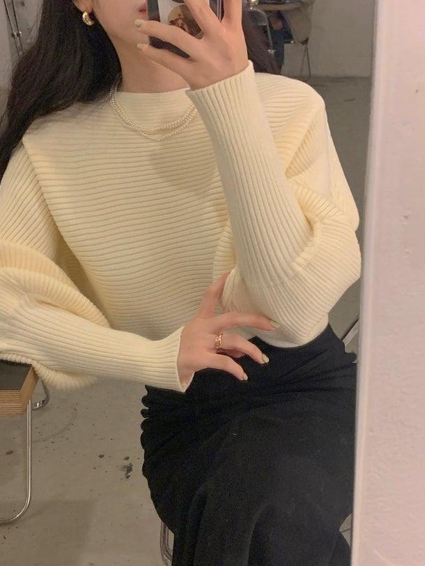 ランタンスリーブリブニット 4966-お取り寄せ4966-画像6-韓国ファッション通販POPREA［ポップリア］