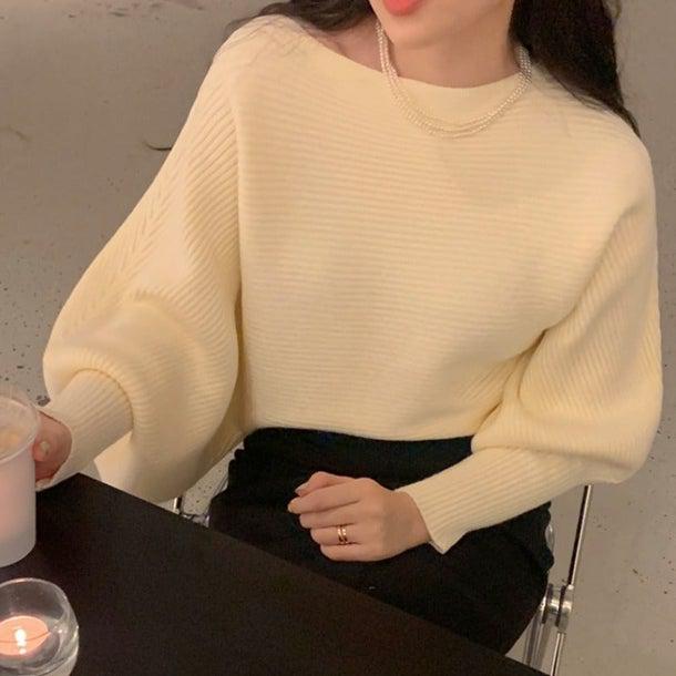 ランタンスリーブリブニット 4966-お取り寄せ4966-画像1-韓国ファッション通販POPREA［ポップリア］