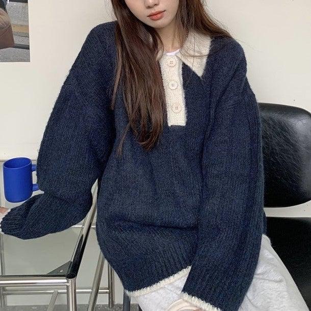 ルーズポロニット 4976-blue_お取り寄せ49763-画像16-韓国ファッション通販POPREA［ポップリア］