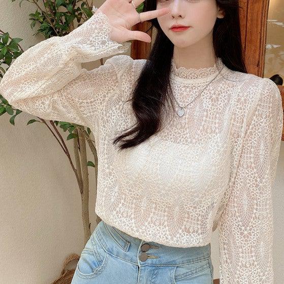 ハーフハイネックレーストップス 4978-お取り寄せ4978-画像5-韓国ファッション通販POPREA［ポップリア］