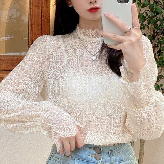 ハーフハイネックレーストップス 4978-お取り寄せ4978-画像6-韓国ファッション通販POPREA［ポップリア］