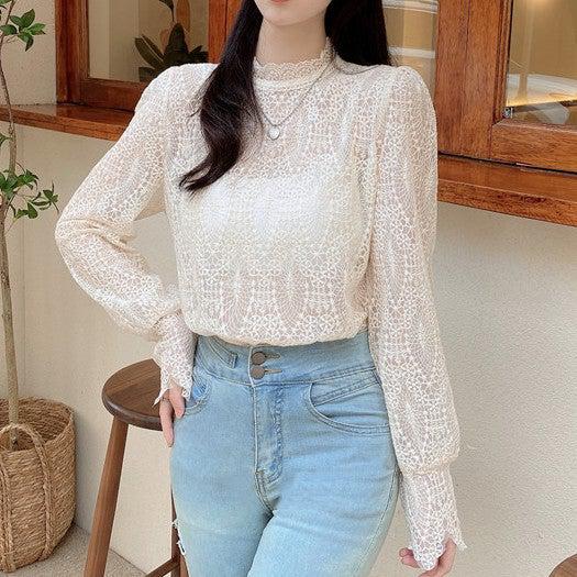 ハーフハイネックレーストップス 4978-お取り寄せ4978-画像7-韓国ファッション通販POPREA［ポップリア］