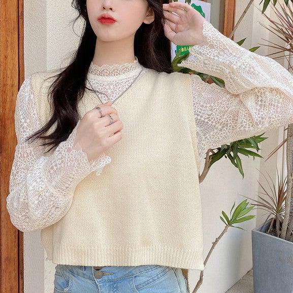 ハーフハイネックレーストップス 4978-お取り寄せ4978-画像8-韓国ファッション通販POPREA［ポップリア］