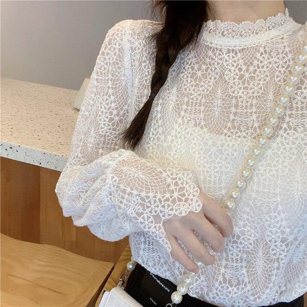 ハーフハイネックレーストップス 4978-お取り寄せ4978-画像9-韓国ファッション通販POPREA［ポップリア］