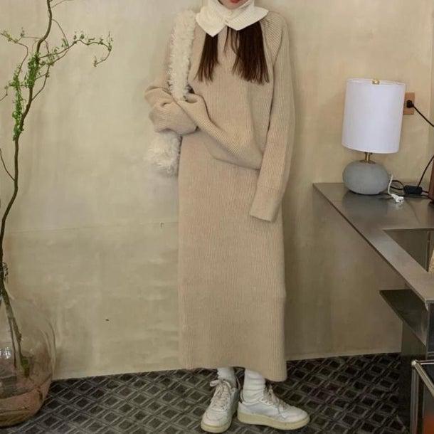 カジュアルシックスカートニットアップ 4988-お取り寄せ4988-画像2-韓国ファッション通販POPREA［ポップリア］