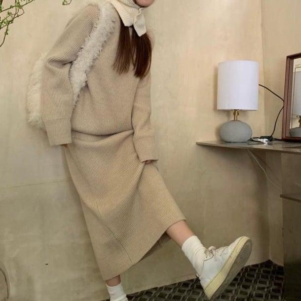 カジュアルシックスカートニットアップ 4988-お取り寄せ4988-画像1-韓国ファッション通販POPREA［ポップリア］