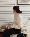 フラワーステッチドットブラウス 5008-お取り寄せ5008-画像10-韓国ファッション通販POPREA［ポップリア］