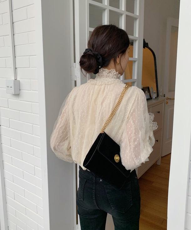 フラワーステッチドットブラウス 5008-お取り寄せ5008-画像11-韓国ファッション通販POPREA［ポップリア］