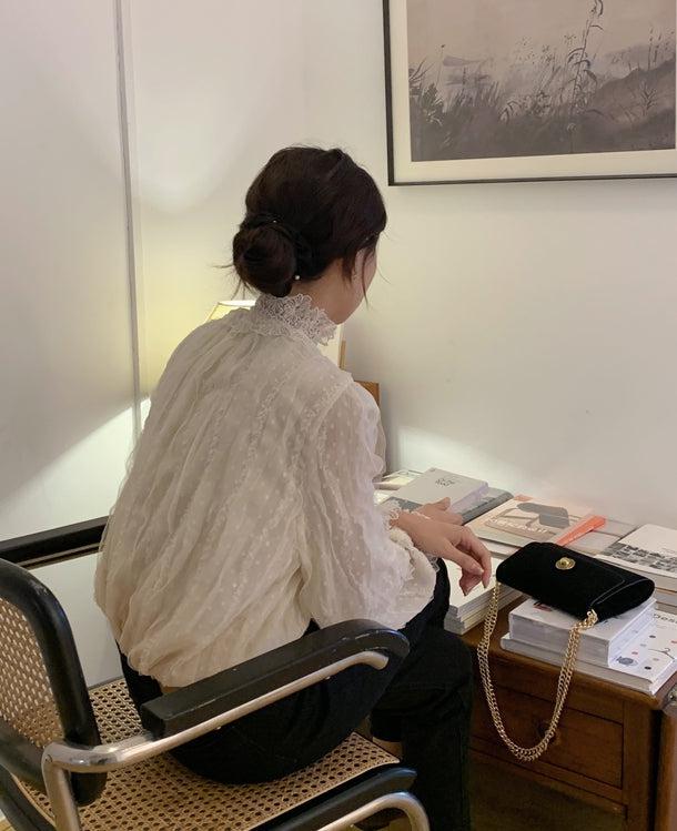 フラワーステッチドットブラウス 5008-お取り寄せ5008-画像13-韓国ファッション通販POPREA［ポップリア］