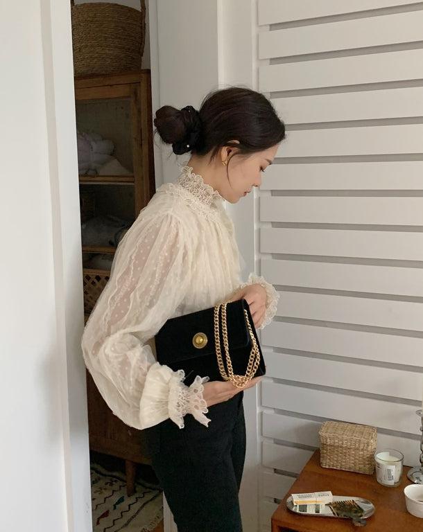 フラワーステッチドットブラウス 5008-お取り寄せ5008-画像15-韓国ファッション通販POPREA［ポップリア］