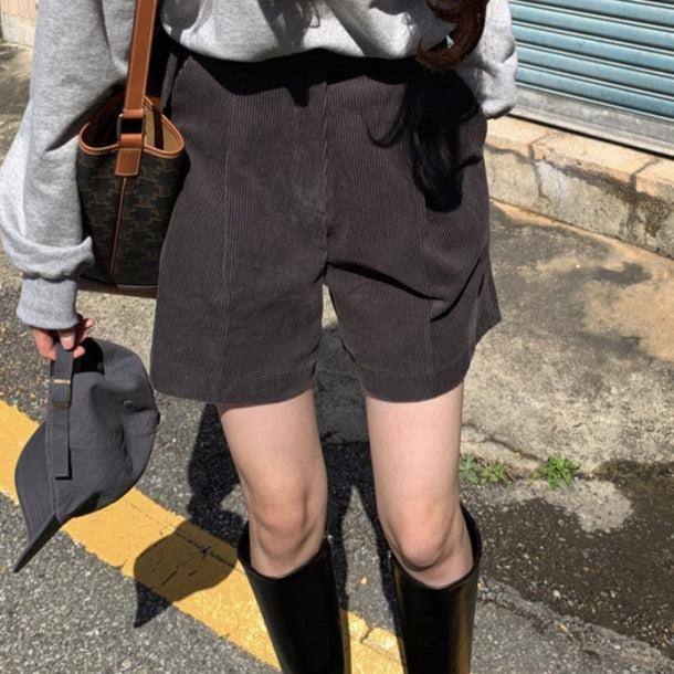 コーデュロイハーフパンツ 5019-M/black_お取り寄せ50193-画像10-韓国ファッション通販POPREA［ポップリア］