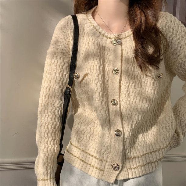 ビジューボタンルーズカーディガン 5020-ivory_お取り寄せ5020-画像8-韓国ファッション通販POPREA［ポップリア］