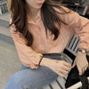 バックリボンカラーシャツブラウス 5022-light-orange_お取り寄せ50222-画像13-韓国ファッション通販POPREA［ポップリア］