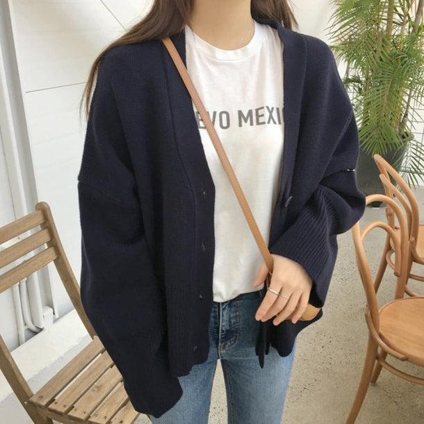 Vネックショートニットカーディガン 5041-navy_お取り寄せ50412-画像11-韓国ファッション通販POPREA［ポップリア］