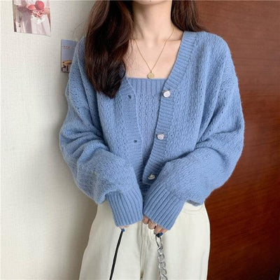 ゆるかわニットカーディガン＆キャミソール 5073-S/blue_お取り寄せ50734-画像9-韓国ファッション通販POPREA［ポップリア］