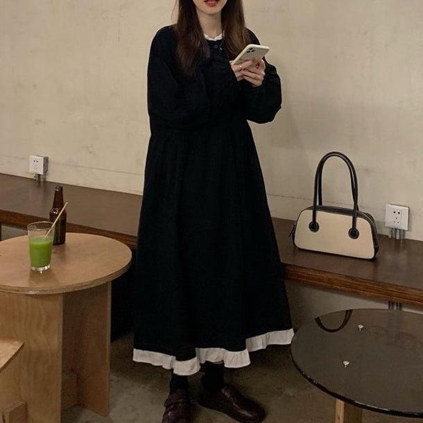 Aラインフリルワンピース 5086-black_お取り寄せ50862-画像14-韓国ファッション通販POPREA［ポップリア］