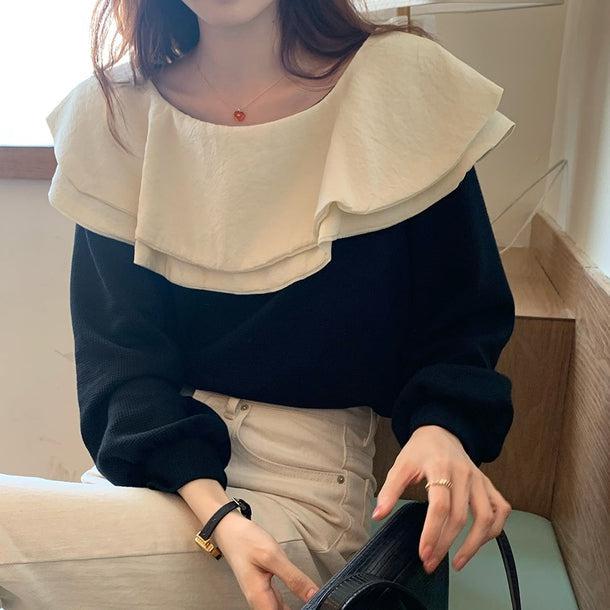 ダブルフリルカラートップス 5094-black_お取り寄せ50942-画像13-韓国ファッション通販POPREA［ポップリア］