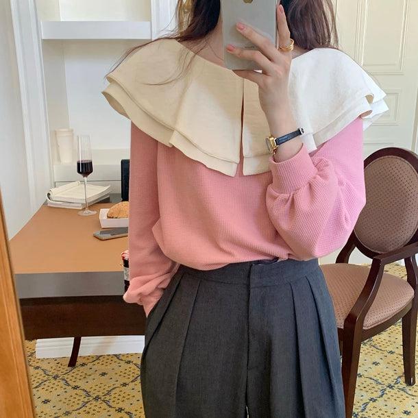 ダブルフリルカラートップス 5094-pink_お取り寄せ50943-画像23-韓国ファッション通販POPREA［ポップリア］