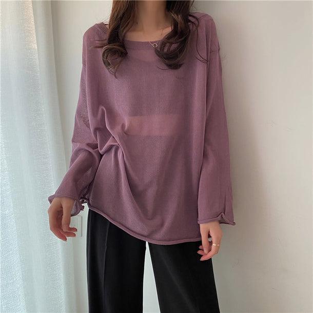 ラウンドネックシアートップス 5101-purple_お取り寄せ51013-画像11-韓国ファッション通販POPREA［ポップリア］