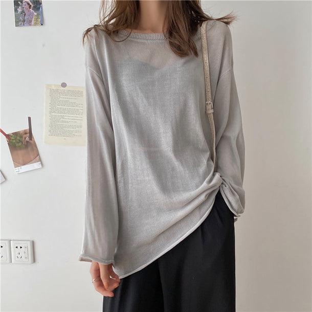 ラウンドネックシアートップス 5101-gray_お取り寄せ51017-画像18-韓国ファッション通販POPREA［ポップリア］