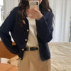 ゴールドボタンオープンカラージャケット 5106-navy_お取り寄せ51062-画像2-韓国ファッション通販POPREA［ポップリア］