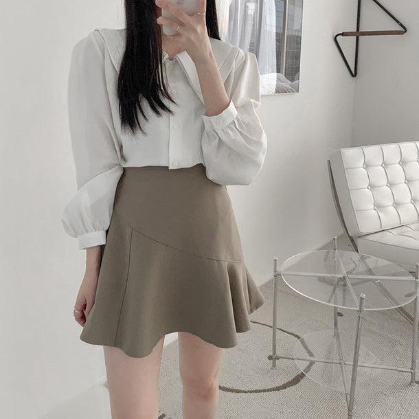 ダブルハンサムカットカラーブラウス 5113-S/ivory_お取り寄せ51131-画像2-韓国ファッション通販POPREA［ポップリア］