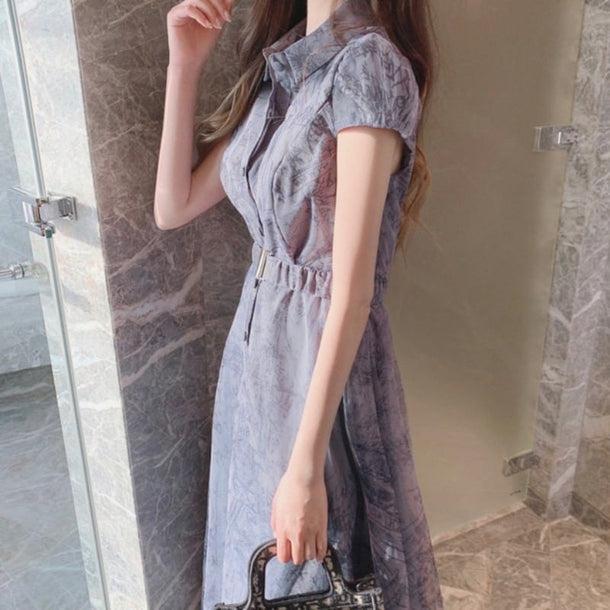 シックパターンフレンチワンピース 5115-お取り寄せ5115-画像3-韓国ファッション通販POPREA［ポップリア］