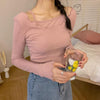 レイヤードメロースリムトップス 5116-pink_お取り寄せ51163-画像3-韓国ファッション通販POPREA［ポップリア］