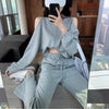 オフショルトレーナー＆パンツセット 5132-S/gray_お取り寄せ51321-画像1-韓国ファッション通販POPREA［ポップリア］