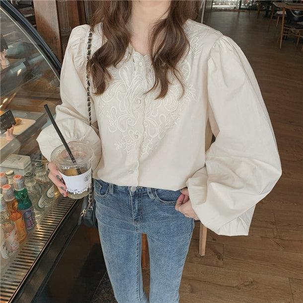 ボリュームスリーブ刺繍ブラウス 5135-お取り寄せ5135-画像10-韓国ファッション通販POPREA［ポップリア］