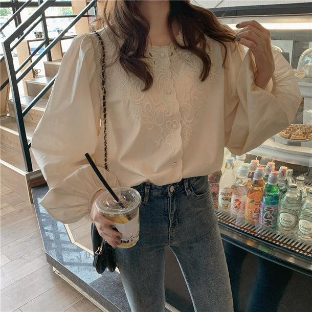 ボリュームスリーブ刺繍ブラウス 5135-お取り寄せ5135-画像12-韓国ファッション通販POPREA［ポップリア］