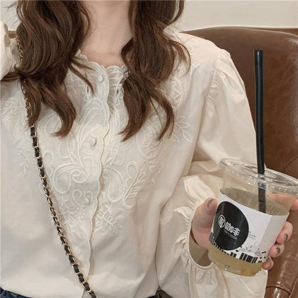 ボリュームスリーブ刺繍ブラウス 5135-お取り寄せ5135-画像2-韓国ファッション通販POPREA［ポップリア］