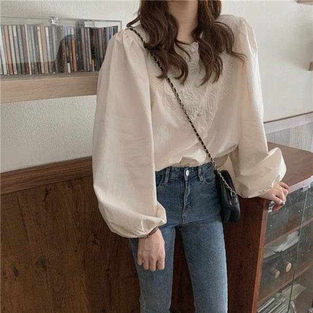 ボリュームスリーブ刺繍ブラウス 5135-お取り寄せ5135-画像4-韓国ファッション通販POPREA［ポップリア］