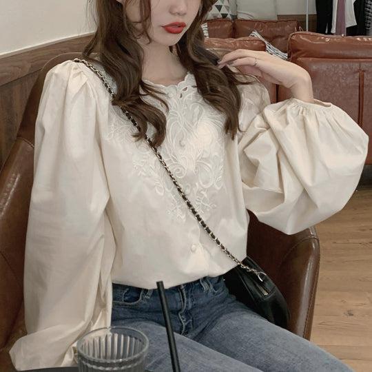 ボリュームスリーブ刺繍ブラウス 5135-お取り寄せ5135-画像5-韓国ファッション通販POPREA［ポップリア］