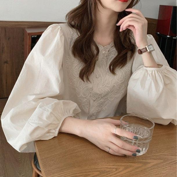 ボリュームスリーブ刺繍ブラウス 5135-お取り寄せ5135-画像6-韓国ファッション通販POPREA［ポップリア］